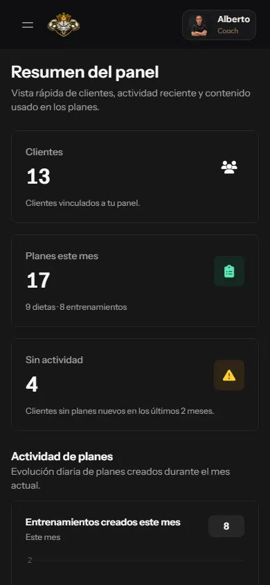 App móvil para clientes de entrenadores personales